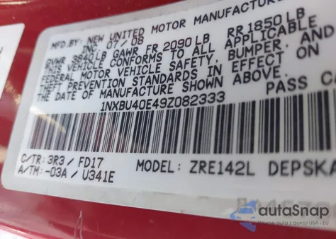 2009 Toyota Corolla S из США, поврежденный, VIN 1NXBU40E49Z082333